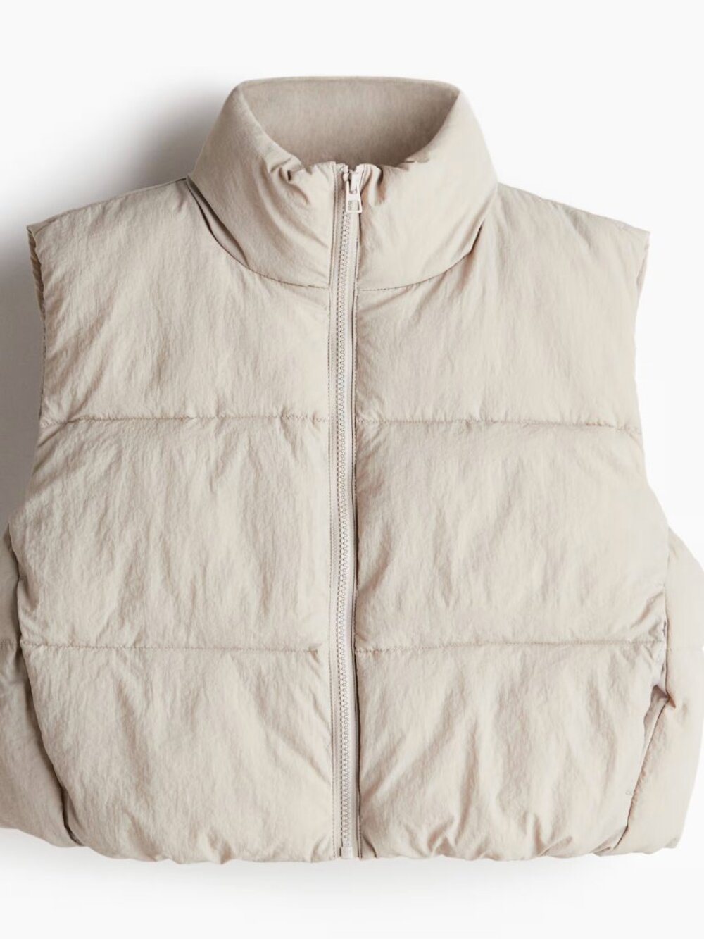 Women's Light Taupe Cropped Puffer Vest - H&M